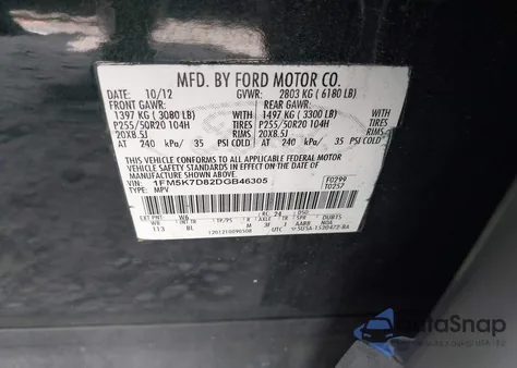 2013 Ford Explorer Xlt from USA, damaged, VIN 1FM5K7D82DGB46305